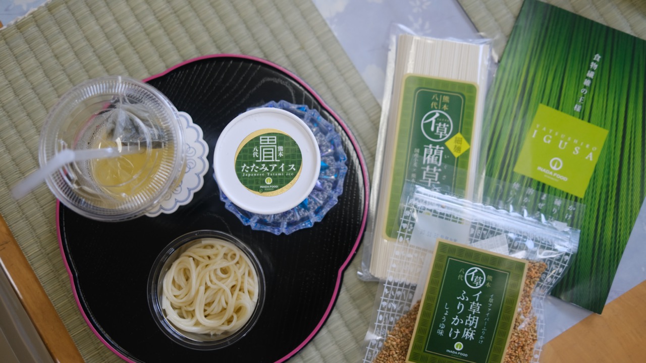除了藺草冰，還有Q彈的藺草麵，只有在熊本才買得到。